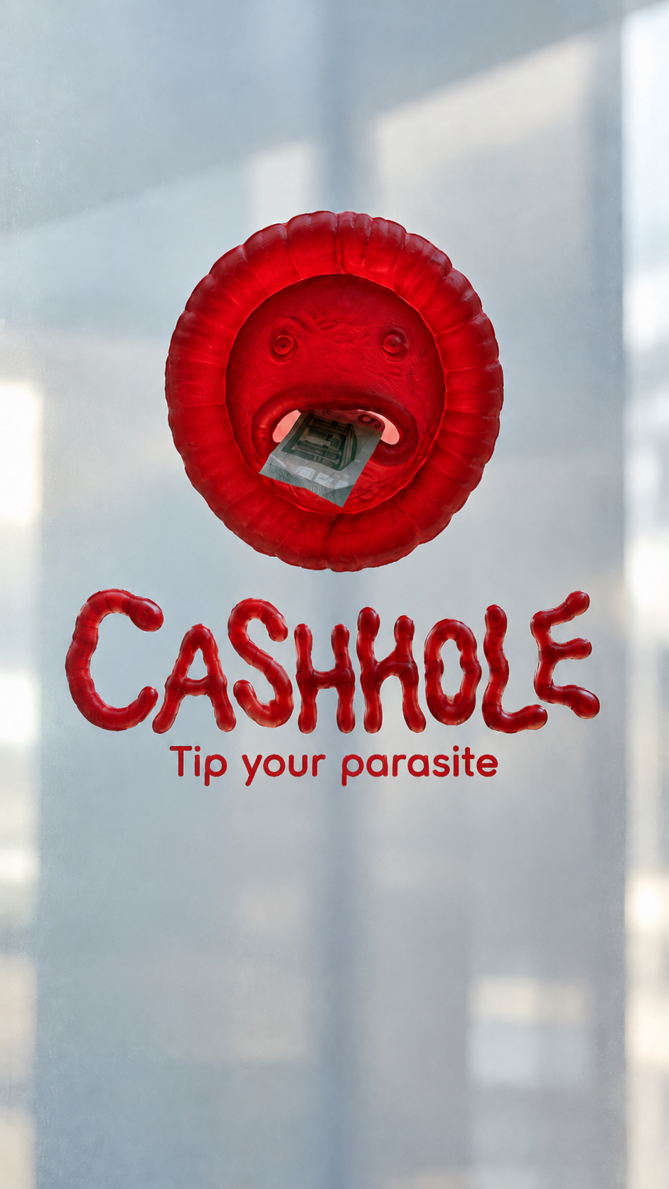 Cashhole installation with the words Tip your parasite