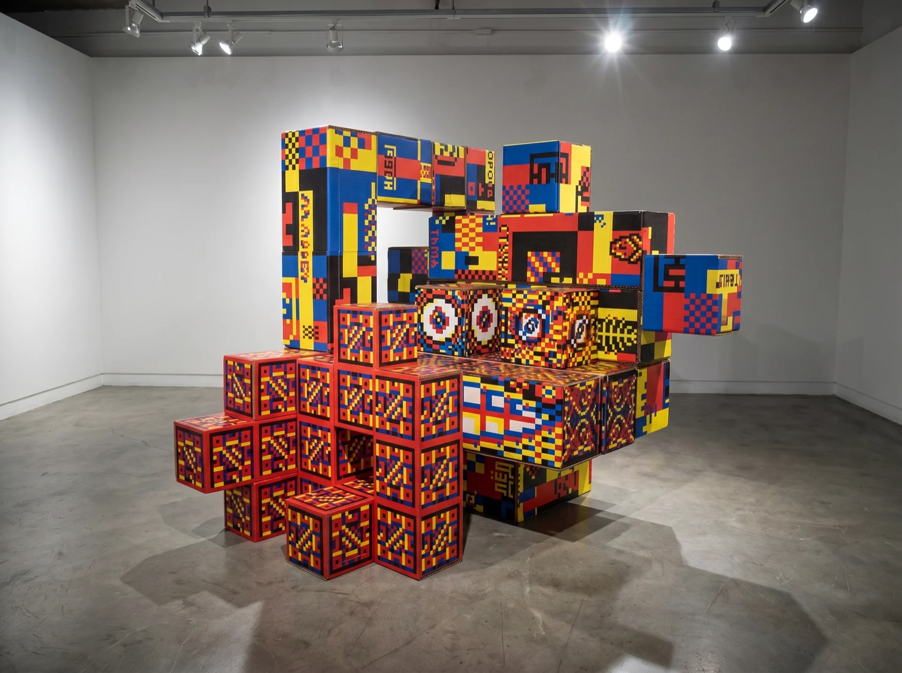 Large Pangan Tetris configuration installed in a gallery space