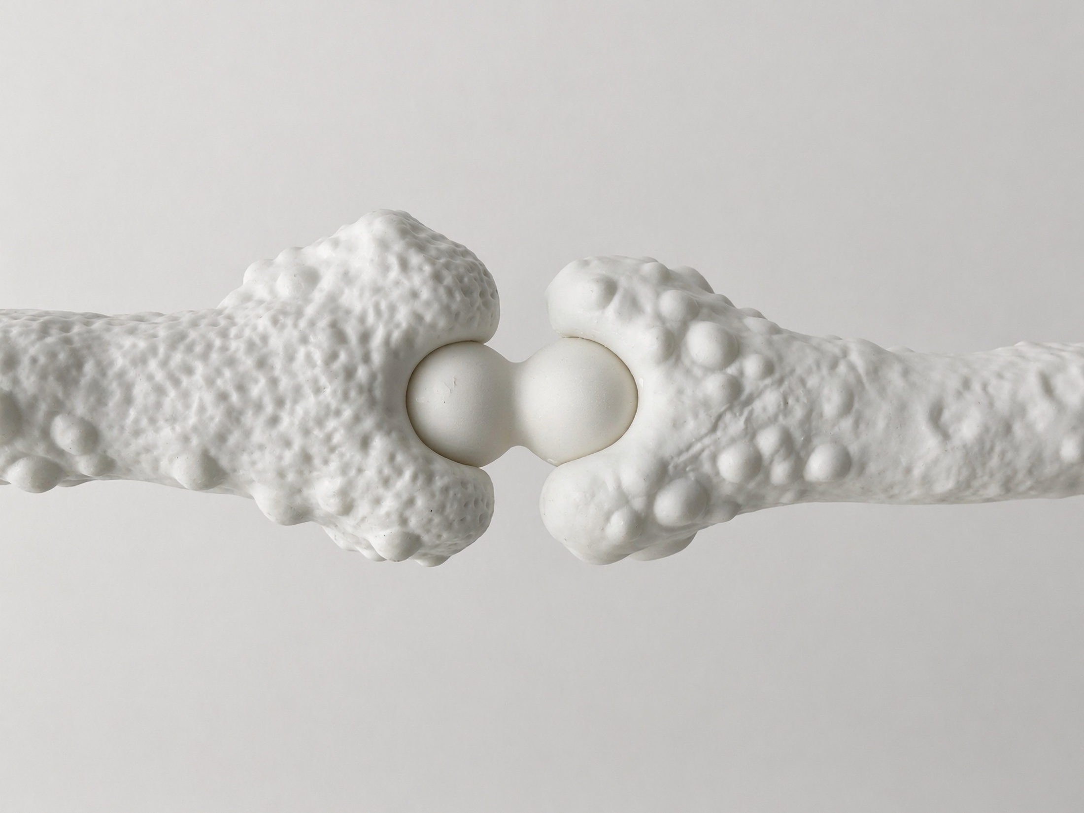 White Rebone organizm'os bone-like joints connected through a spherical modular link