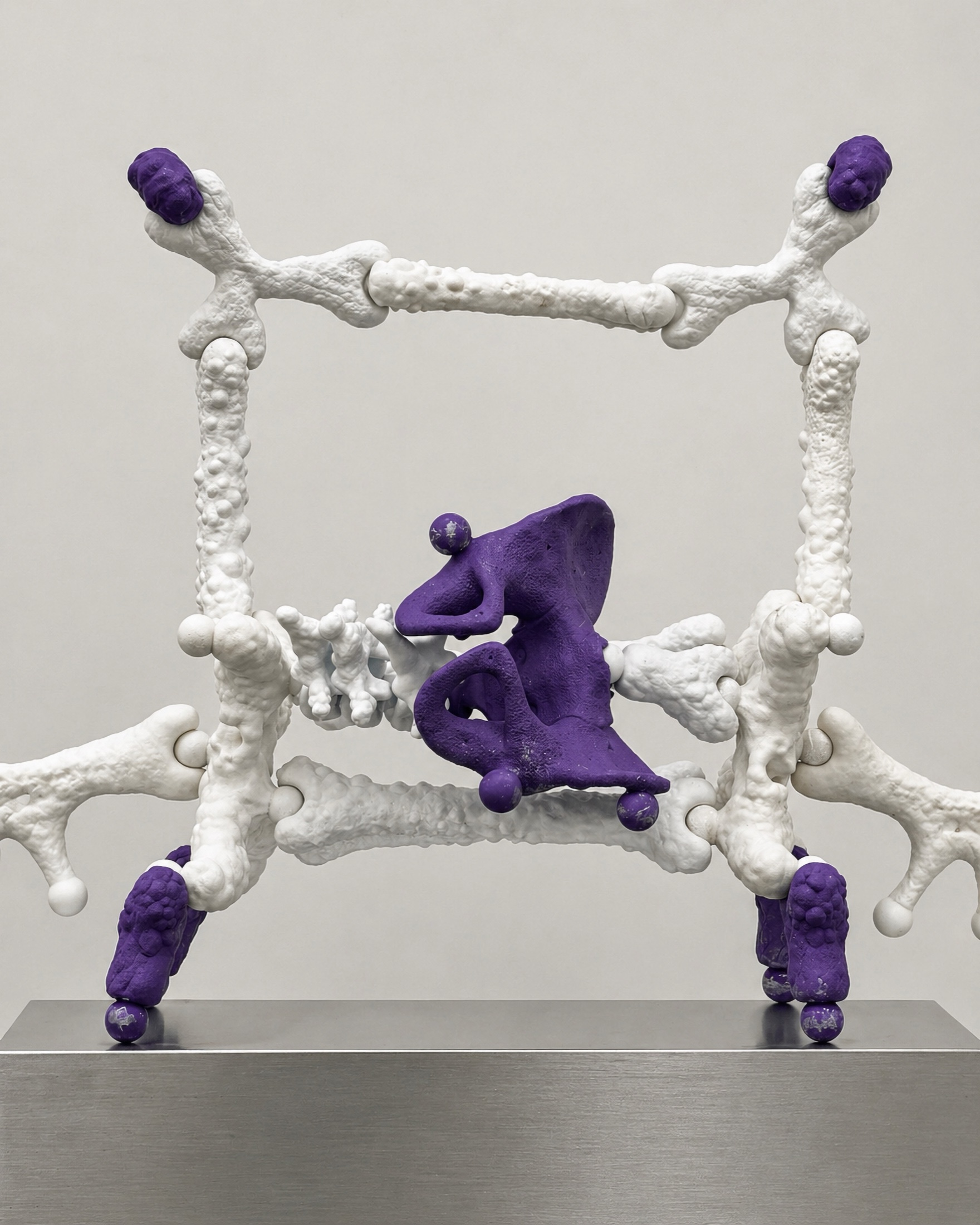 White and purple Rebone organizm’os structure with a purple pelvis-like element