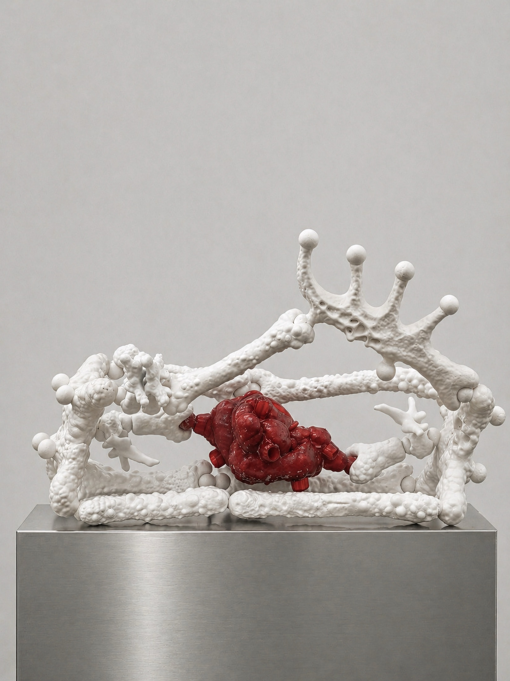 White Rebone organizm’os rectangular structure with a red organ element